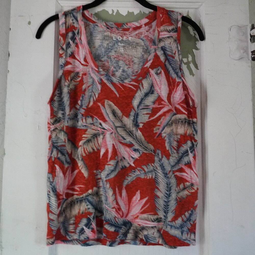 Loft Sleeveless Tropical Linen Blouse‎